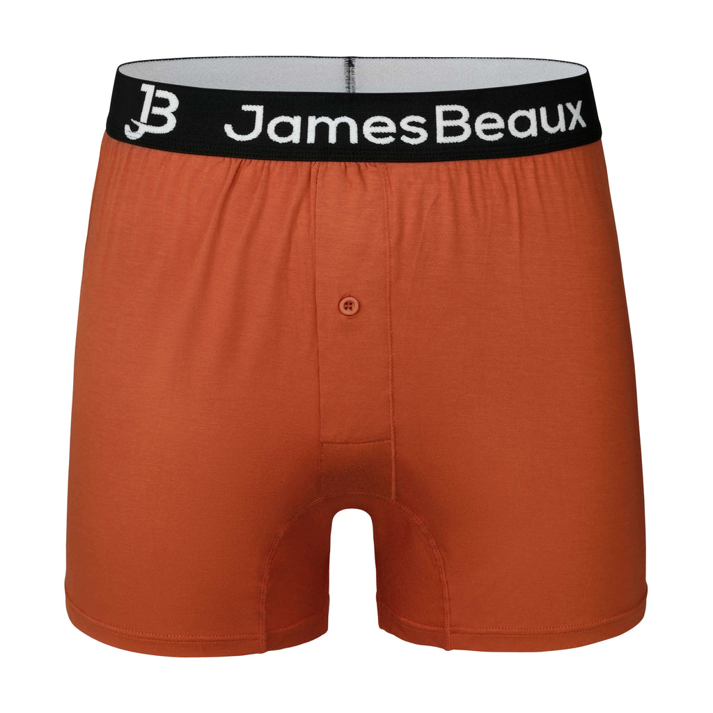Boxer Shorts James Beaux Men's Orange Bamboo Boxer Shorts