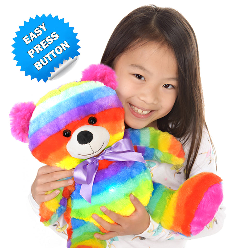 Rainbow Lites Teddy Bear Glow Plush LED Night Light Up Stuffed Animal 2 Pack Set (16 inch)