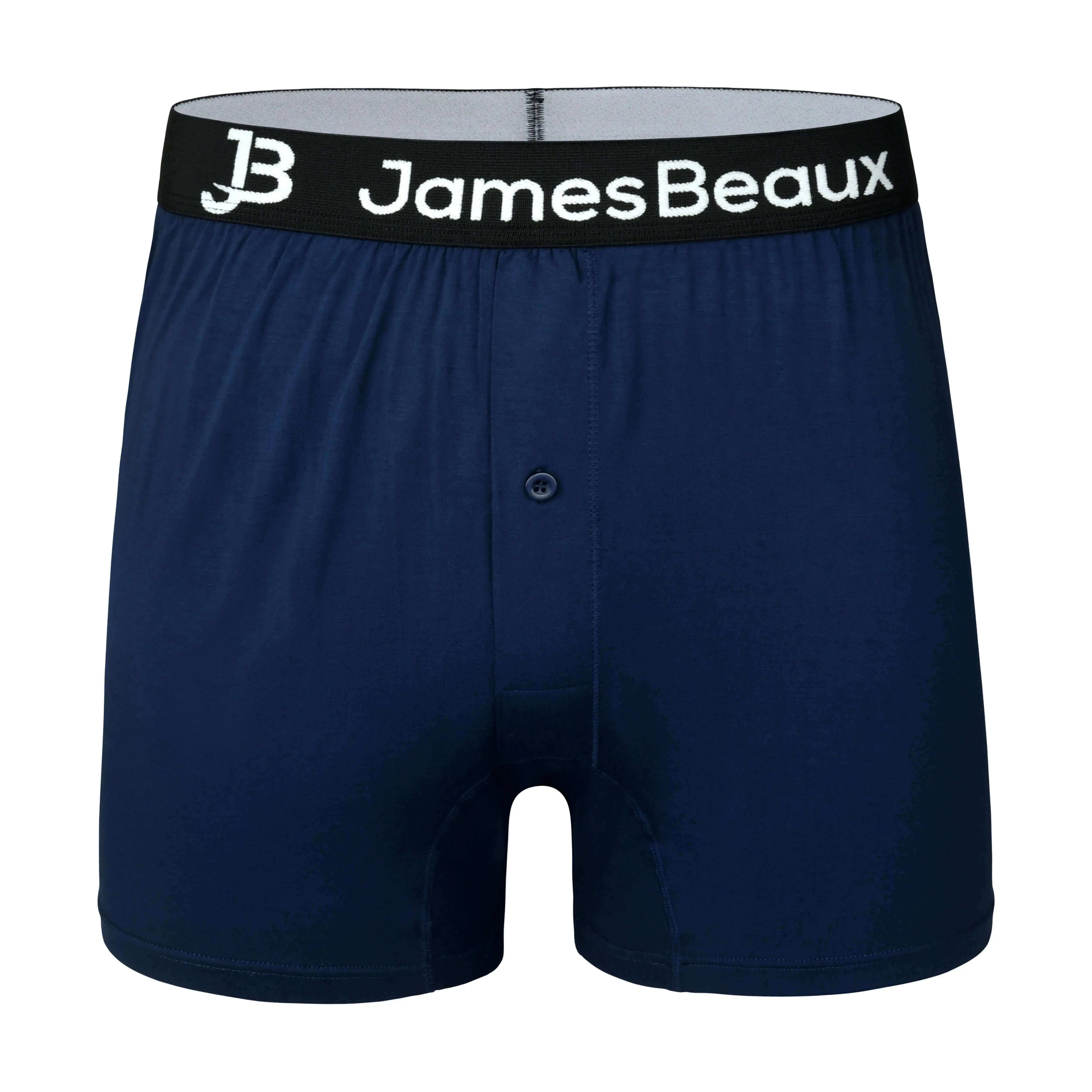 Bamboo Boxer Shorts for Men James Beaux Men's Navy Blue Boxers