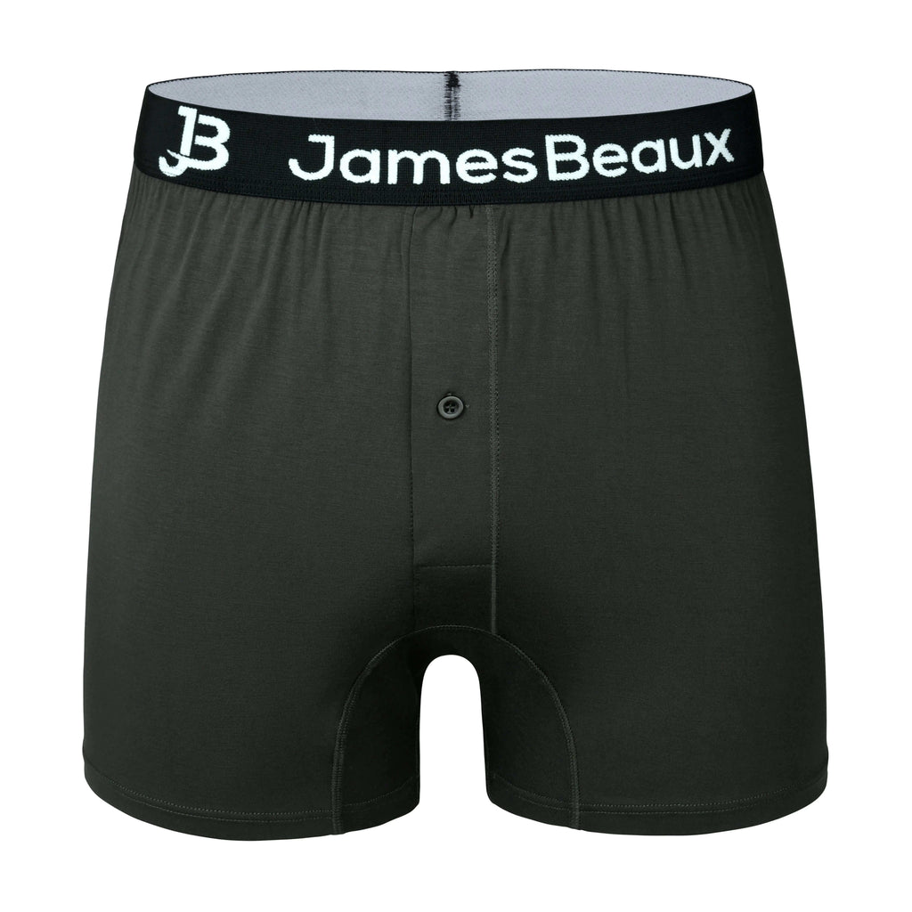 Black Boxer Shorts James Beaux Men's Black Bamboo Boxer Shorts