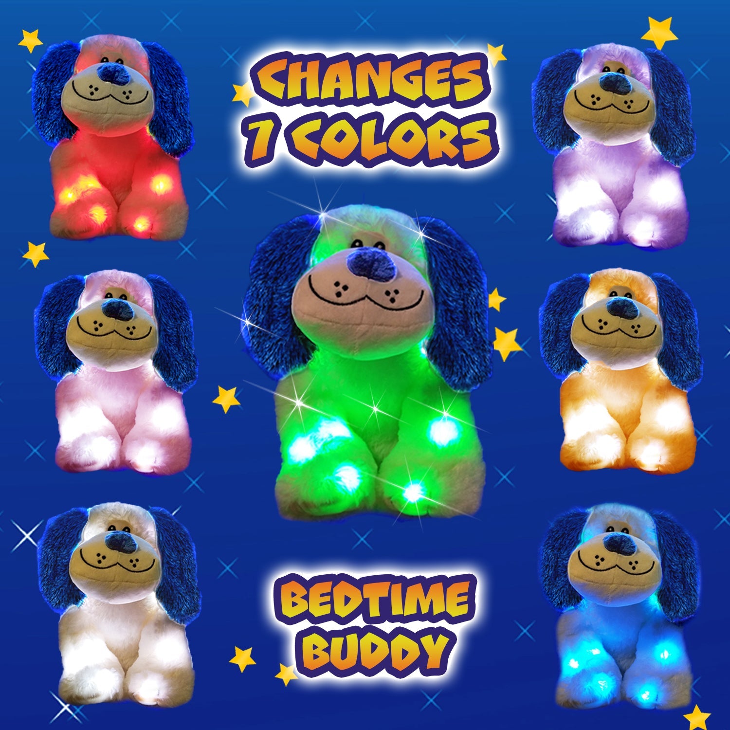 Rainbow Lites Puppy Dog Glow Plush LED Night Light Up Stuffed Animal 2 Pack Set