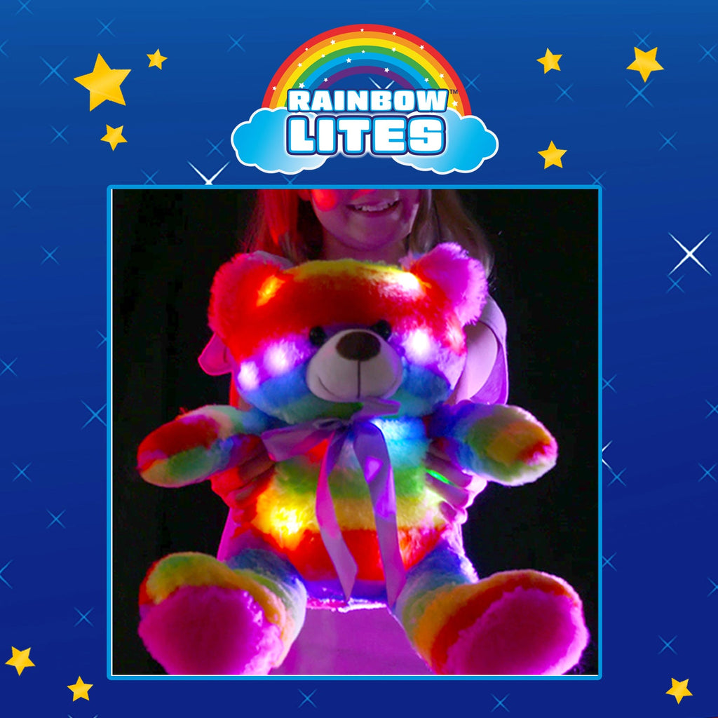 Rainbow Lites Teddy Bear Glow Plush LED Night Light Up Stuffed Animal 2 Pack Set (16 inch)