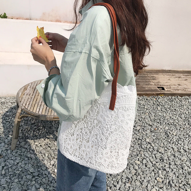 Bucket Shoulder Bag for Women | Lace Summer Korean Lace Elegant Women Tote & Shopping Female Bags (Lady Handbag & Female Beach Bag)