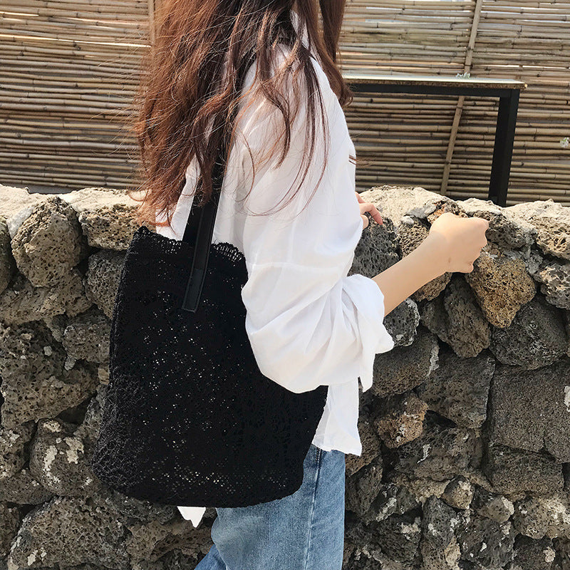 Bucket Shoulder Bag for Women | Lace Summer Korean Lace Elegant Women Tote & Shopping Female Bags (Lady Handbag & Female Beach Bag)
