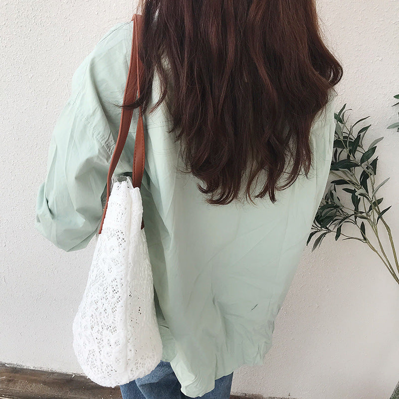 Bucket Shoulder Bag for Women | Lace Summer Korean Lace Elegant Women Tote & Shopping Female Bags (Lady Handbag & Female Beach Bag)