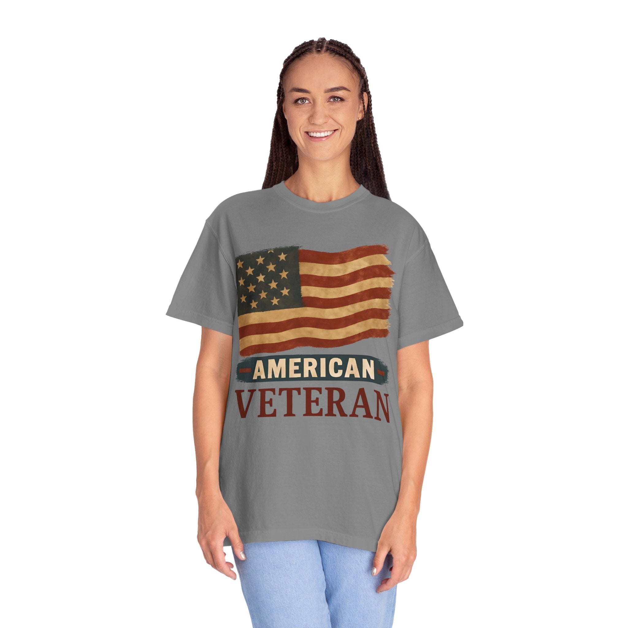 American Veteran Unisex Garment-Dyed T-shirt, Patriotic Tee, Military Appreciation, Veterans Day Gift, Casual Wear, Comfortable Style