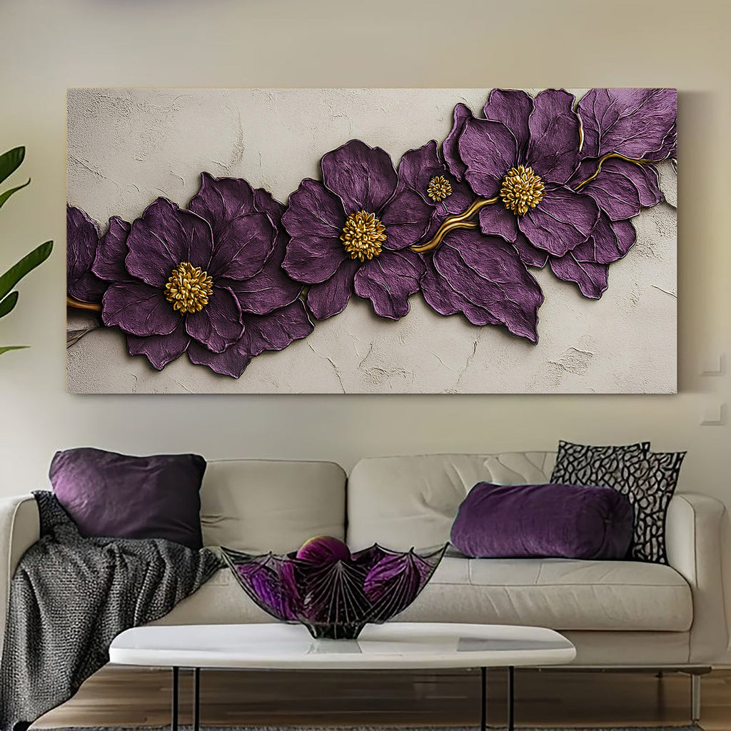 Purple Flower Plaster Wall Art