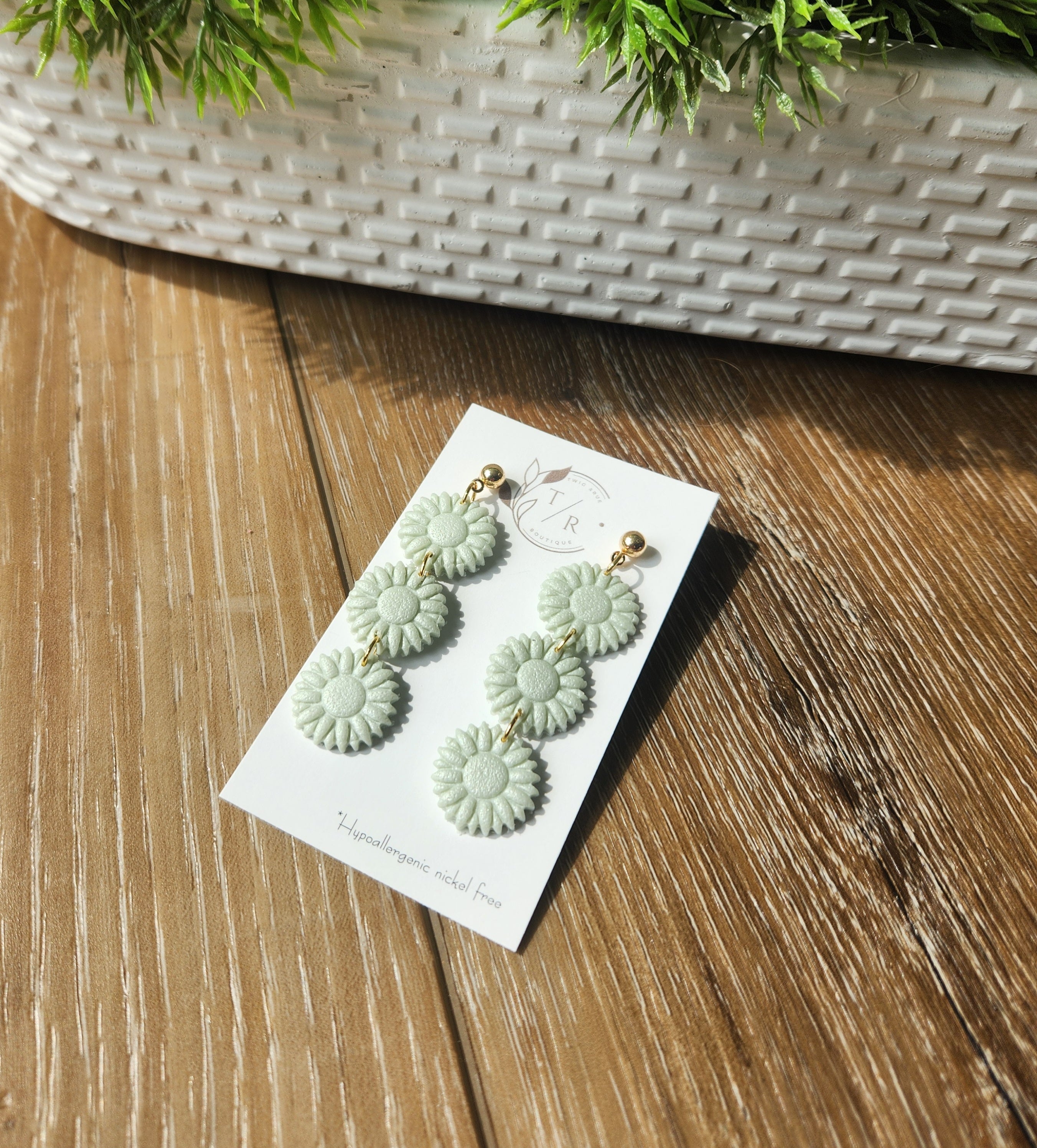 Triple flower clay dangles