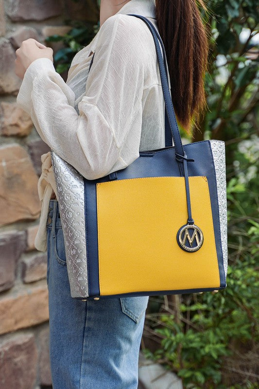 “Leah” Color-Block Tote Bag