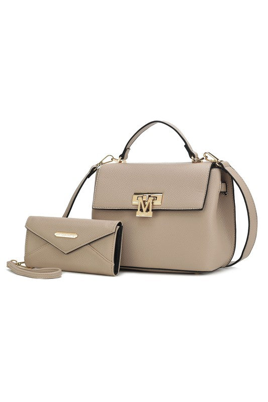 “Hadley” Satchel Bag with Wristlet
