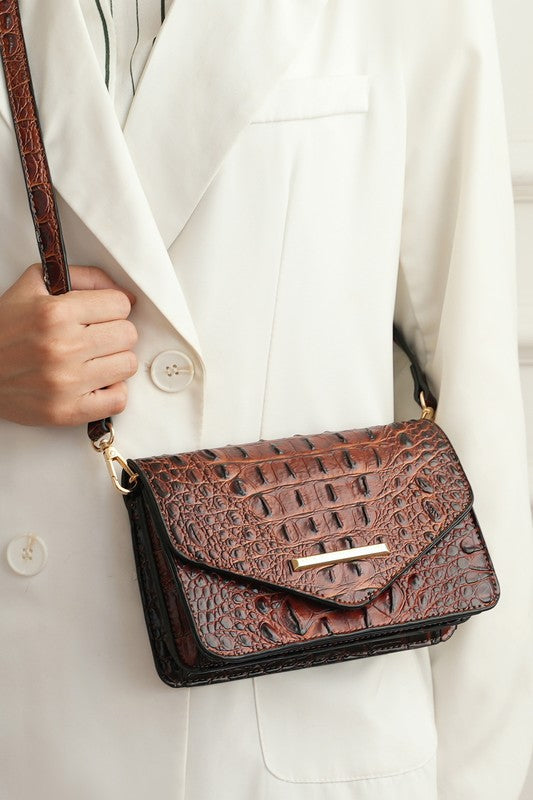 MKF Vanta Solid Croc-Embossed Saddle Bag