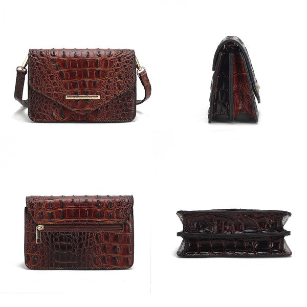MKF Vanta Solid Croc-Embossed Saddle Bag