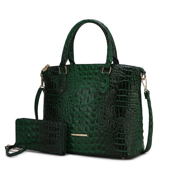 MKF Liora Croc Embossed Tote and Set