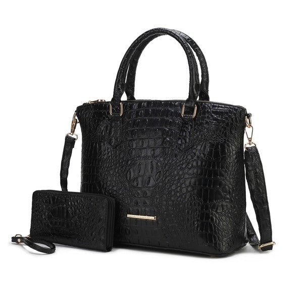 MKF Liora Croc Embossed Tote and Set