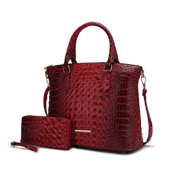 MKF Liora Croc Embossed Tote and Set