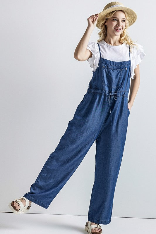 Plus Pocket Adjustable Straps Overall Jumpsuit
