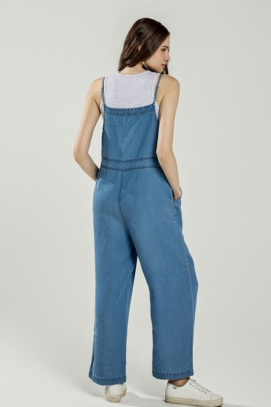 Plus Pocket Adjustable Straps Overall Jumpsuit