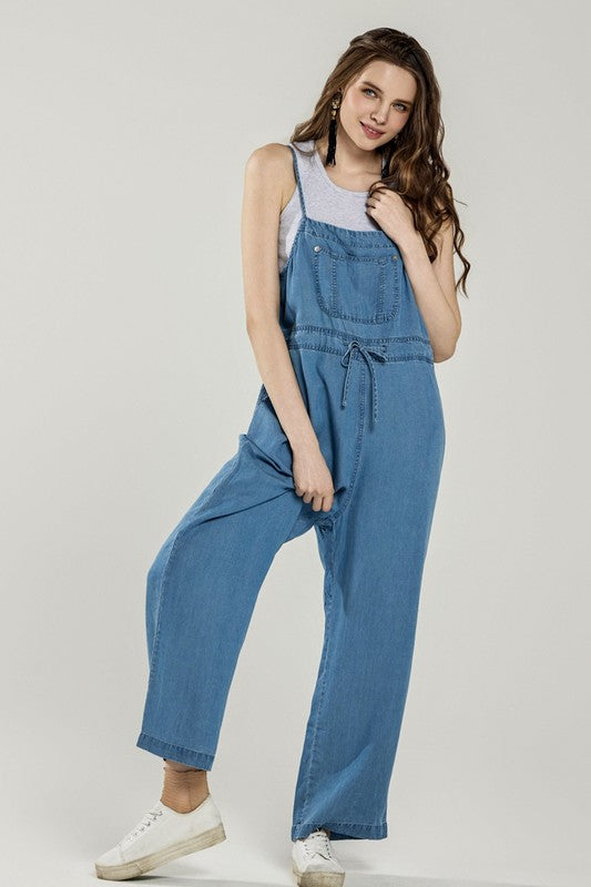 Plus Pocket Adjustable Straps Overall Jumpsuit