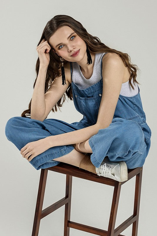 Pocket Adjustable Straps Overall Jumpsuit