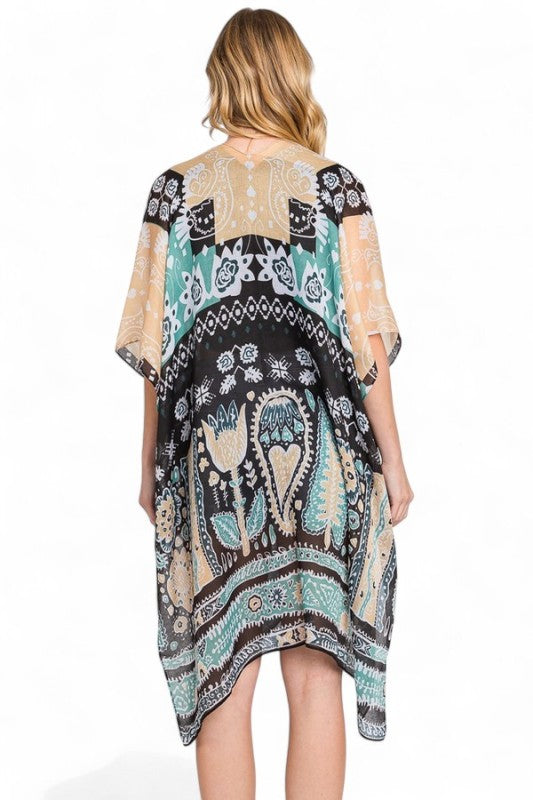 Folk Art Boho Kimono Cardigan