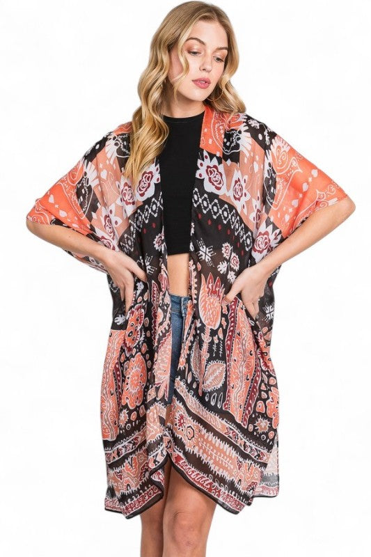 Folk Art Boho Kimono Cardigan