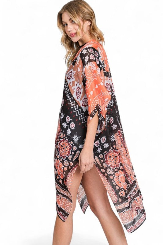 Folk Art Boho Kimono Cardigan