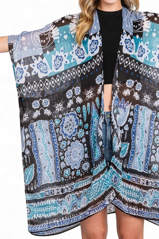 Folk Art Boho Kimono Cardigan