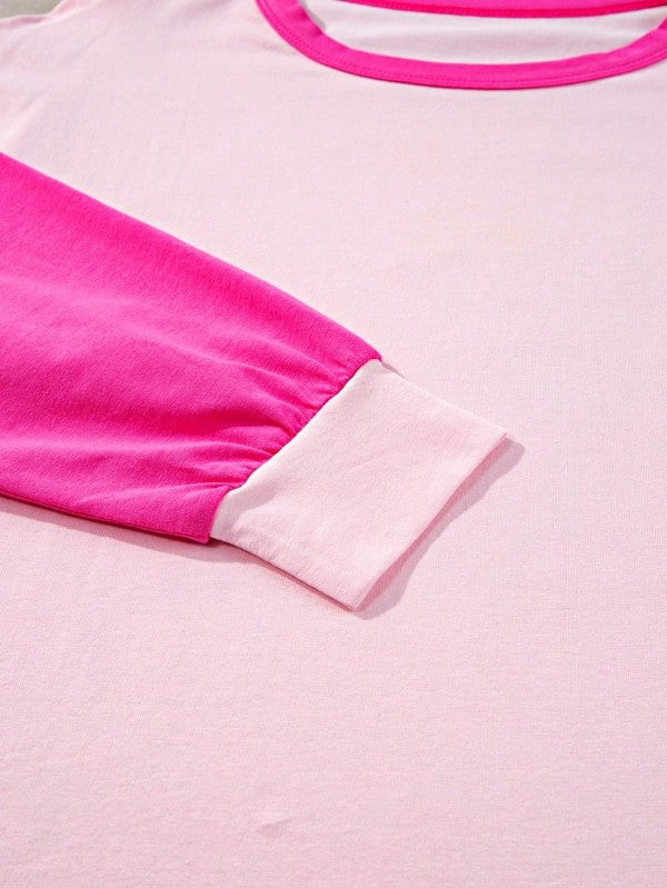 Boho Cotton 90's Color Block Sleeve Loose Fit Top