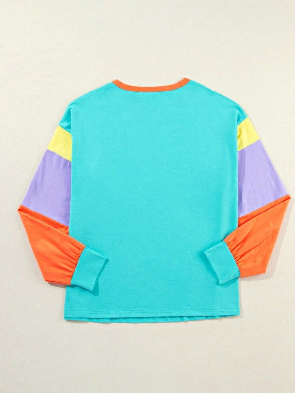 Boho Cotton 90's Color Block Sleeve Loose Fit Top