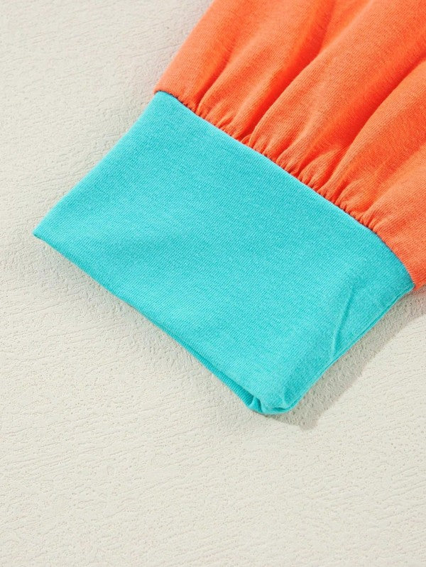 Boho Cotton 90's Color Block Sleeve Loose Fit Top