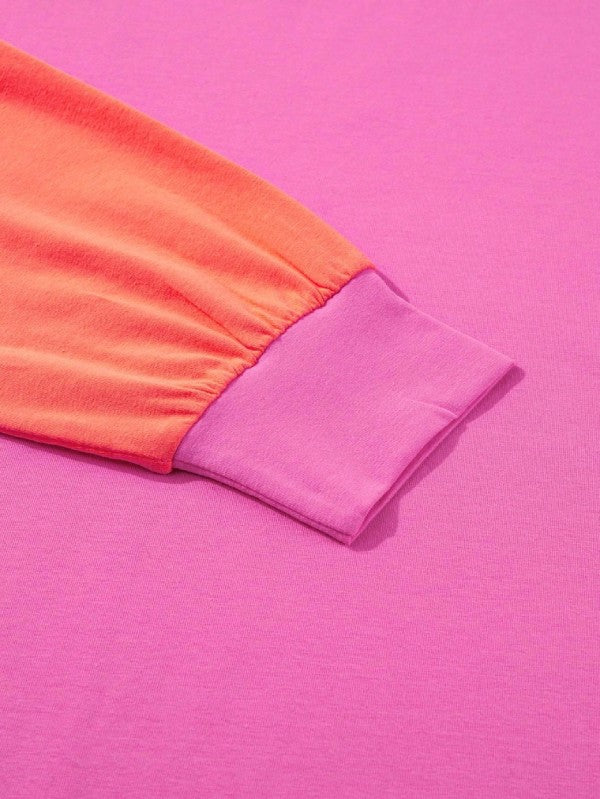 Boho Cotton 90's Color Block Sleeve Loose Fit Top