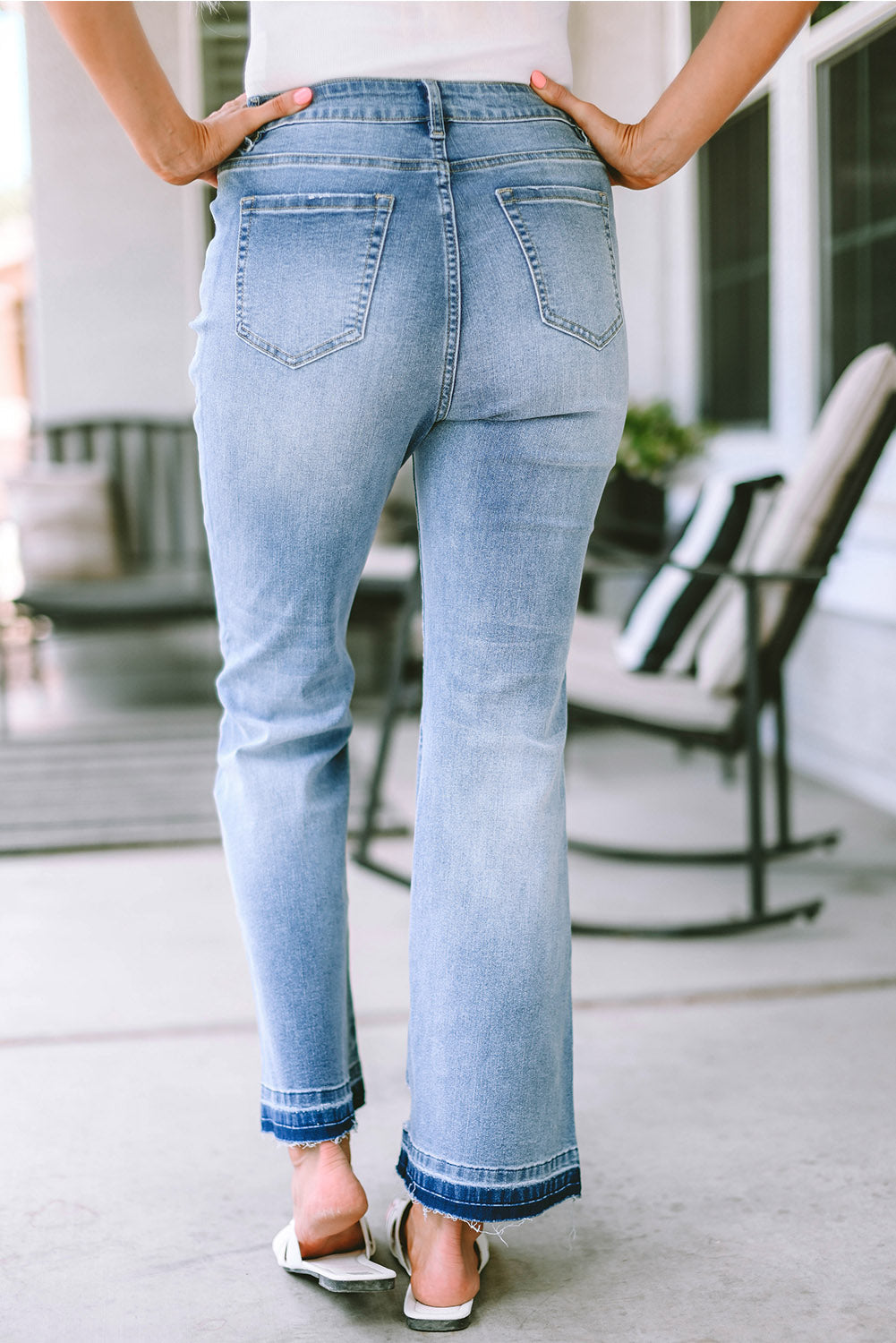 Kyra Waist Distressed Flared Jeans