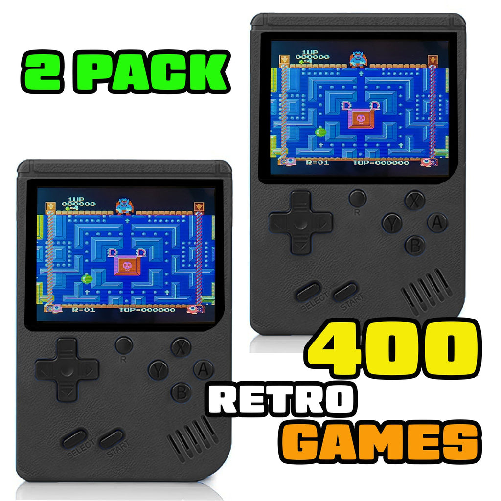 2 Pack Handheld Games for Kids Console 400 Retro Video Games, Portable Gaming Player Mini Arcade Electronic Toy Gifts for Boys Girls 2 Pack [Blue]