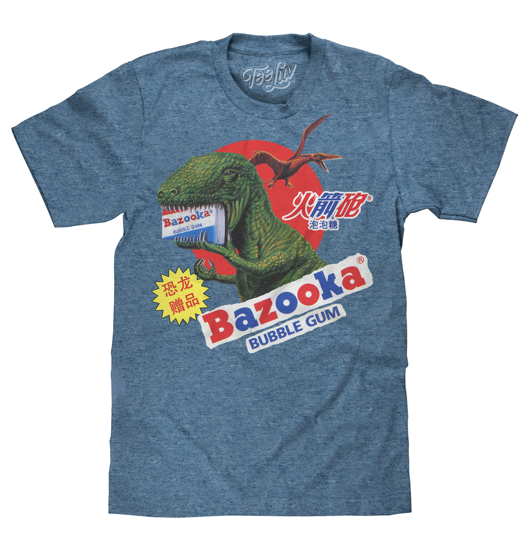 Bazooka Bubble Gum Dinosaur T-Shirt - Cabo Blue