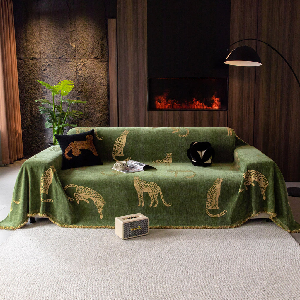 Leopard Sofa Cover Blanket Stylish Furniture Protector Throw for Couches & Loveseats