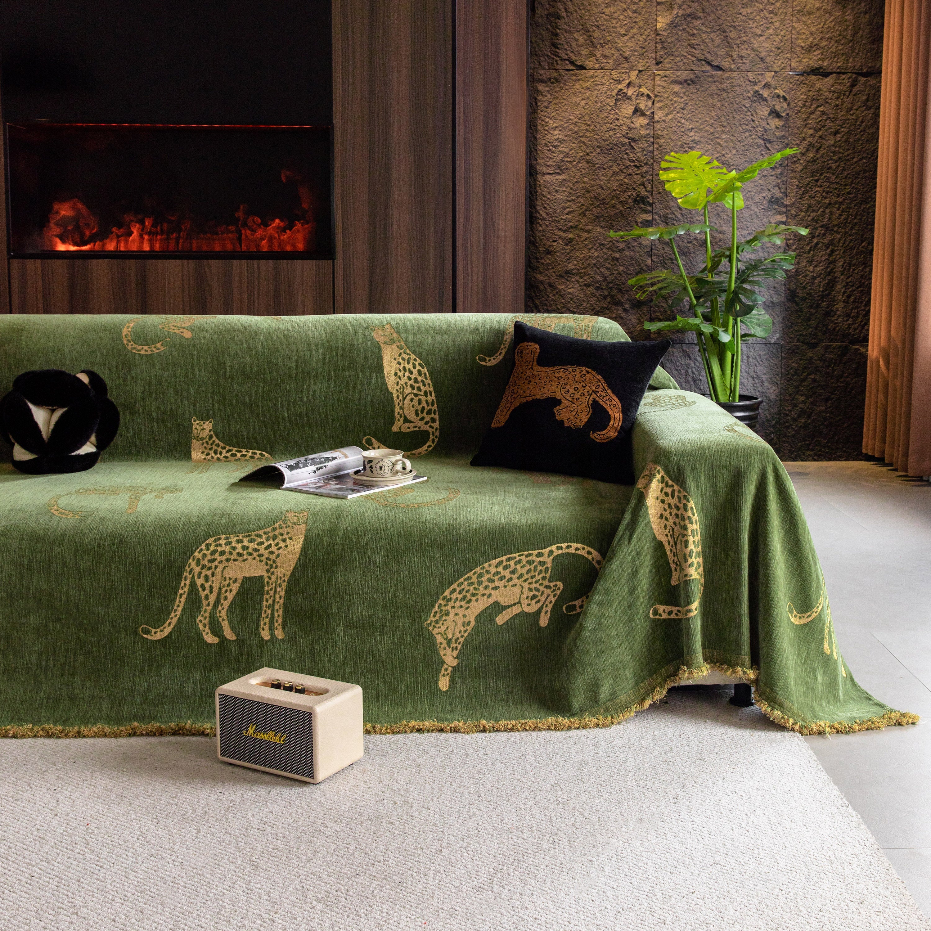 Leopard Sofa Cover Blanket Stylish Furniture Protector Throw for Couches & Loveseats