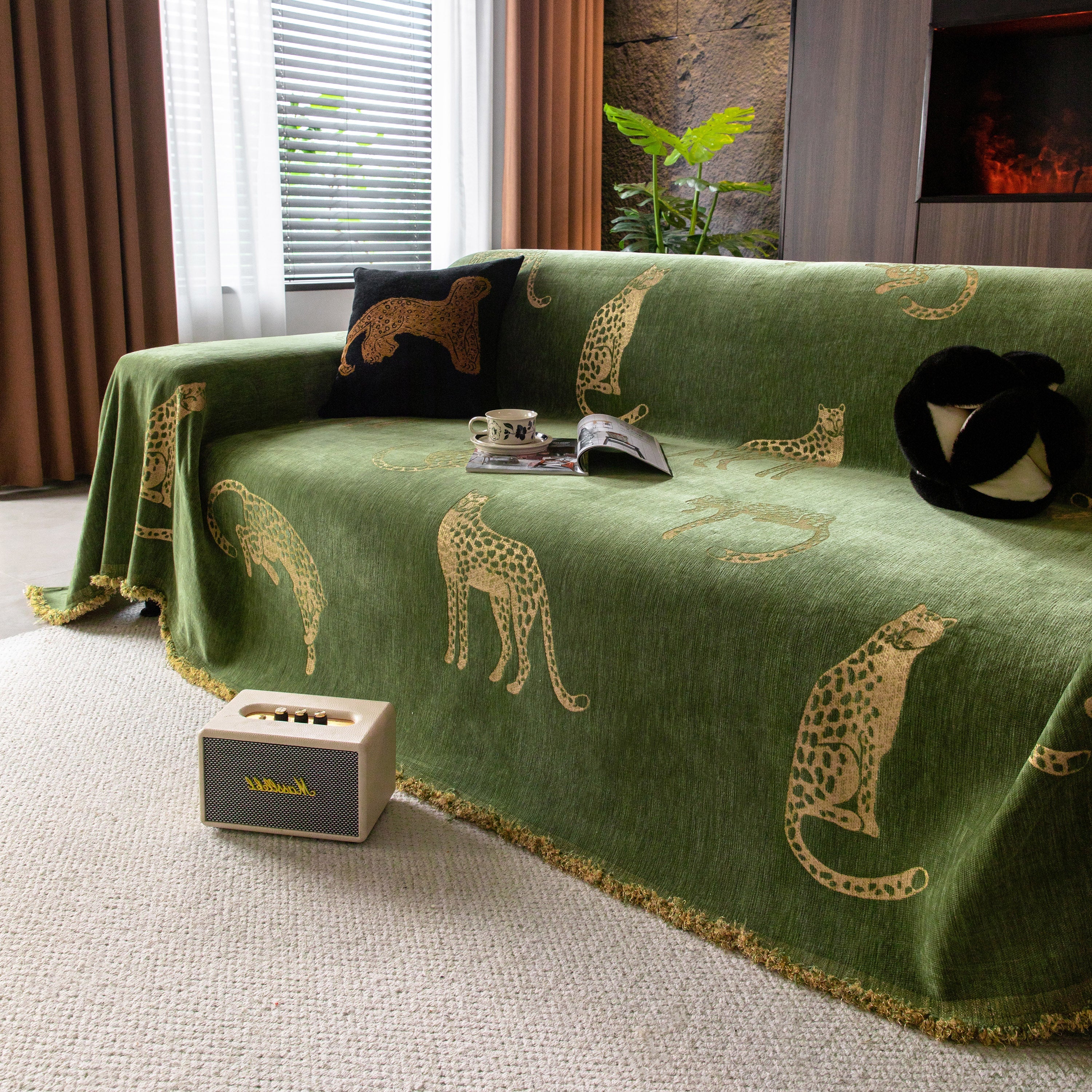 Leopard Sofa Cover Blanket Stylish Furniture Protector Throw for Couches & Loveseats