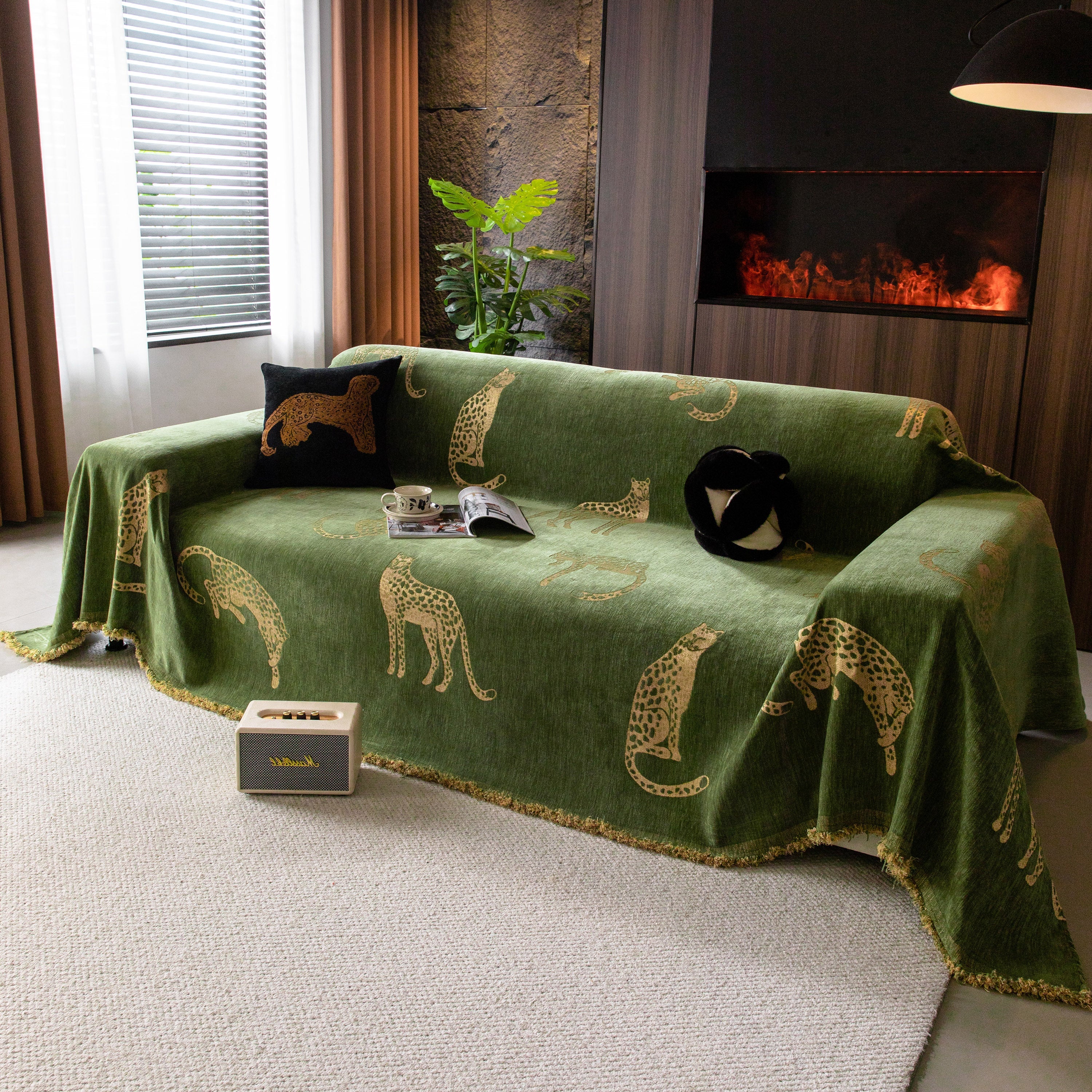 Leopard Sofa Cover Blanket Stylish Furniture Protector Throw for Couches & Loveseats