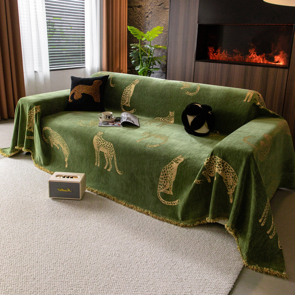 Leopard Sofa Cover Blanket Stylish Furniture Protector Throw for Couches & Loveseats