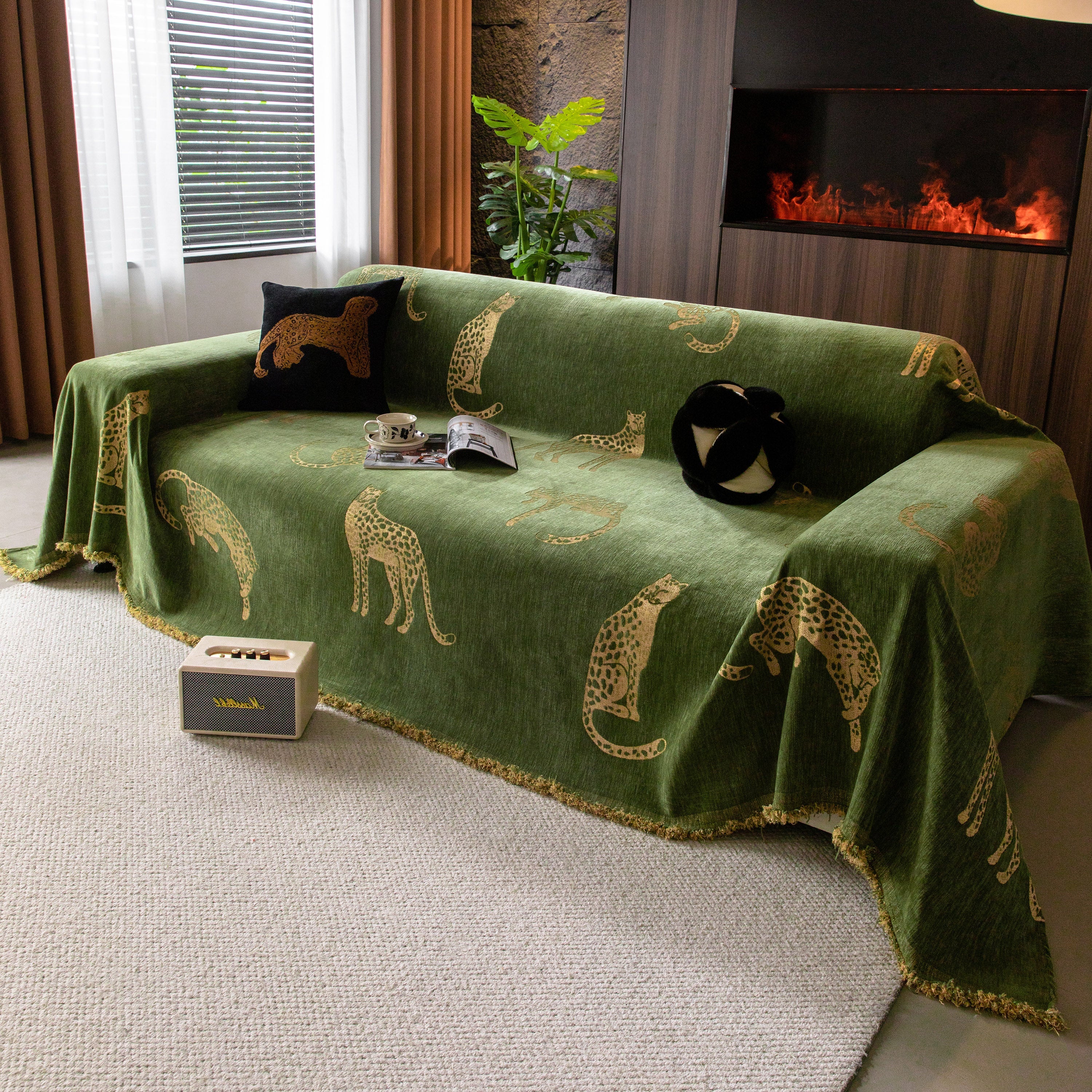 Leopard Sofa Cover Blanket Stylish Furniture Protector Throw for Couches & Loveseats