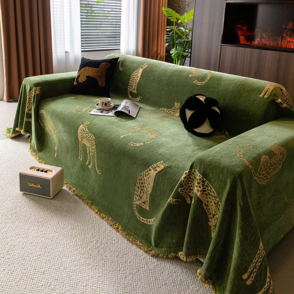 Leopard Sofa Cover Blanket Stylish Furniture Protector Throw for Couches & Loveseats
