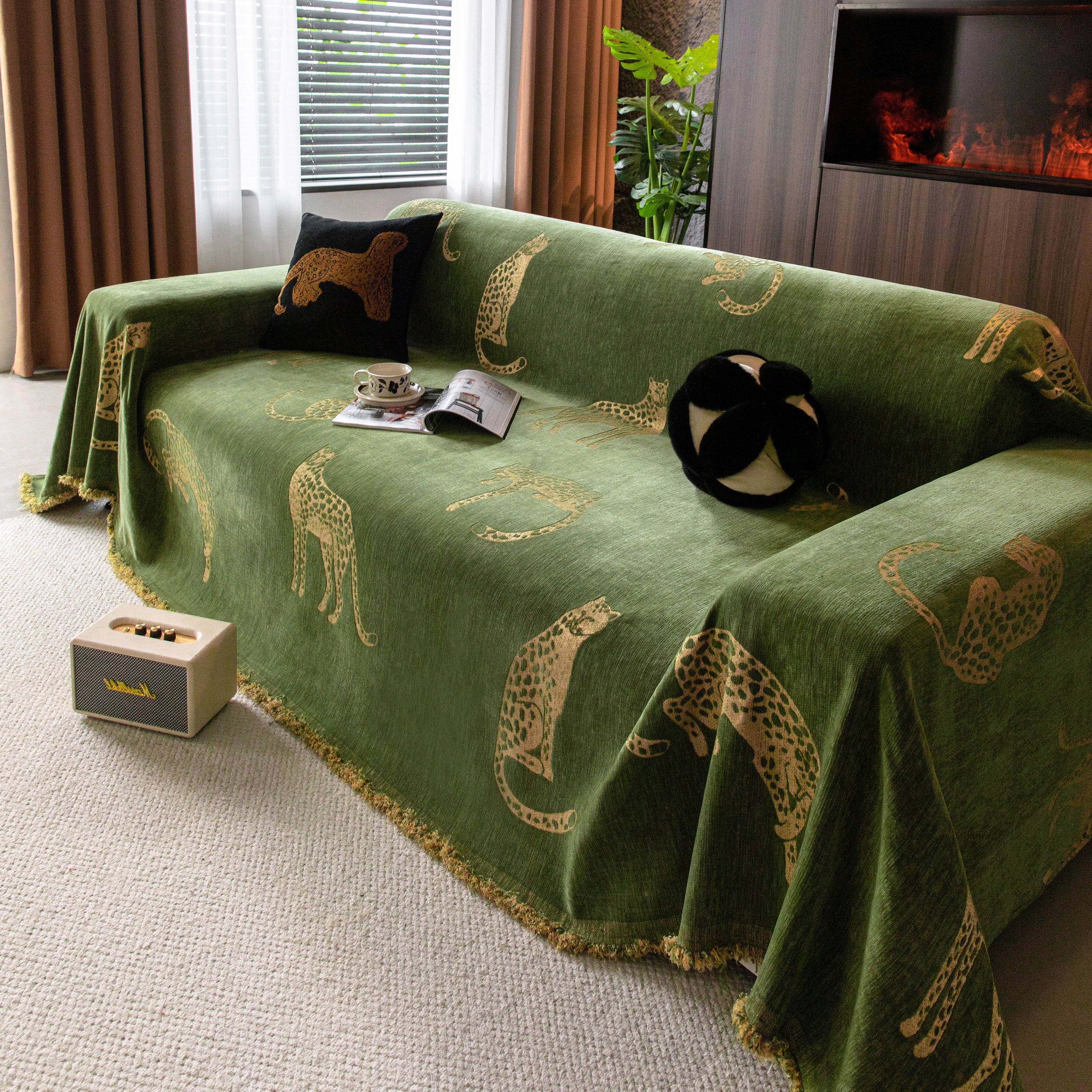 Leopard Sofa Cover Blanket Stylish Furniture Protector Throw for Couches & Loveseats