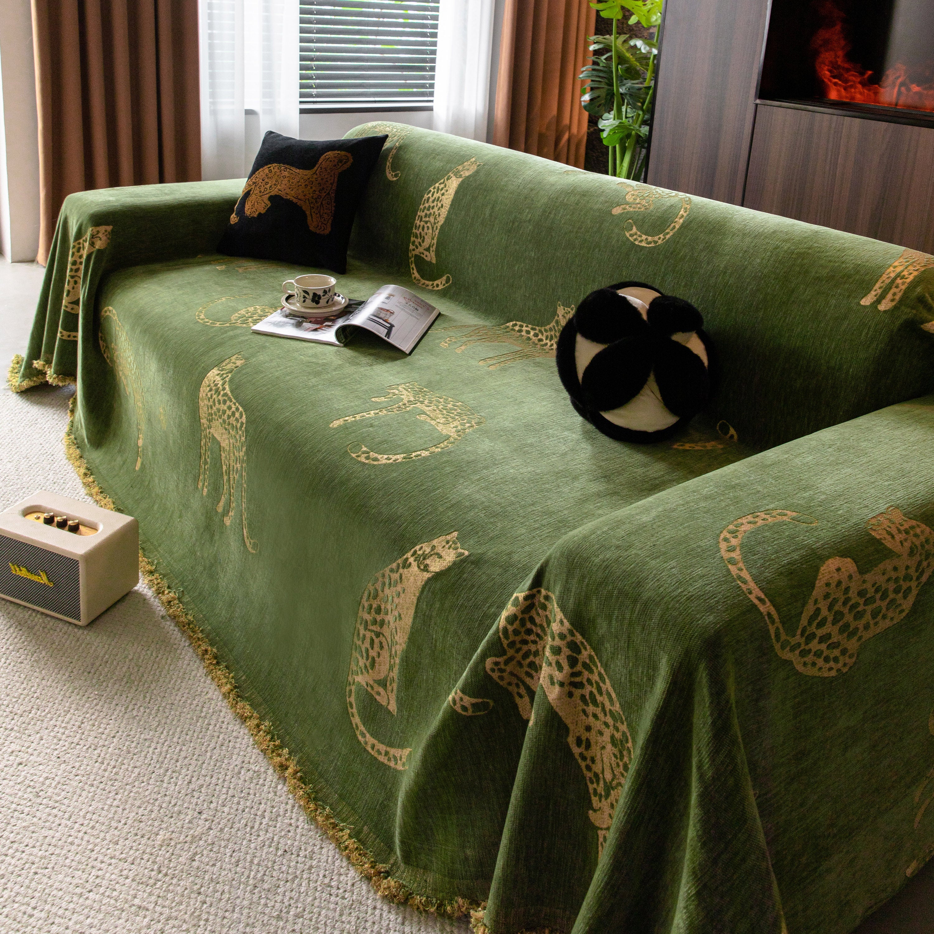 Leopard Sofa Cover Blanket Stylish Furniture Protector Throw for Couches & Loveseats