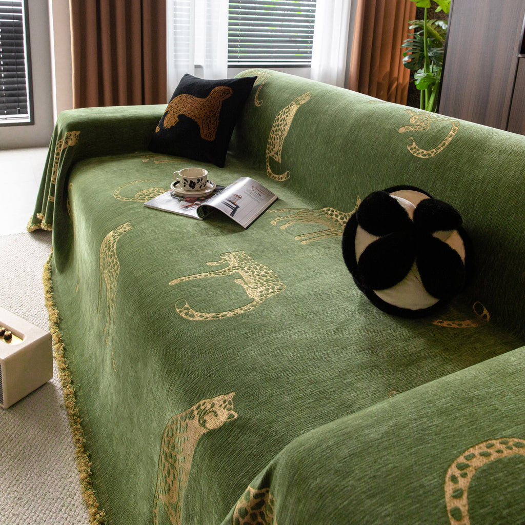 Leopard Sofa Cover Blanket Stylish Furniture Protector Throw for Couches & Loveseats