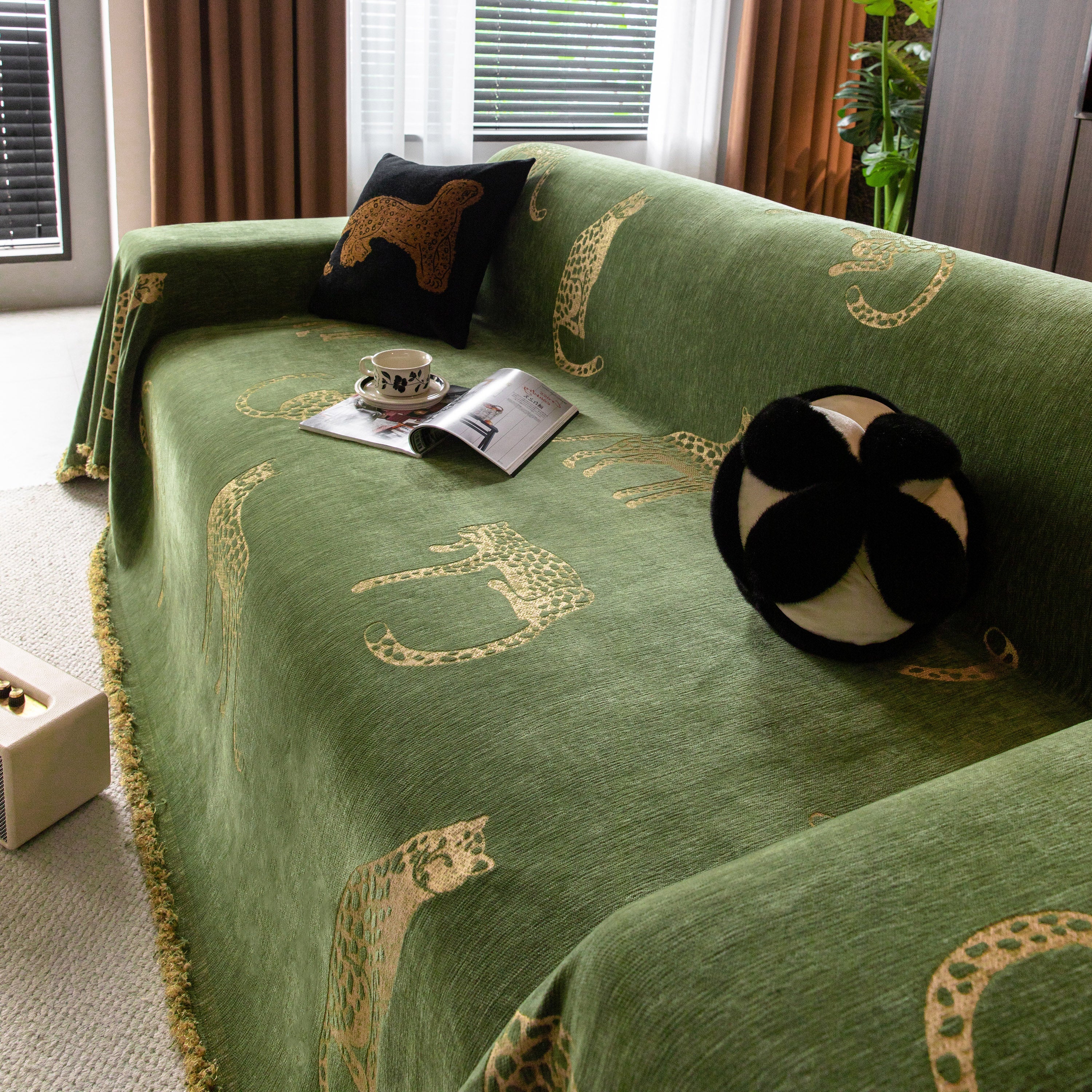 Leopard Sofa Cover Blanket Stylish Furniture Protector Throw for Couches & Loveseats