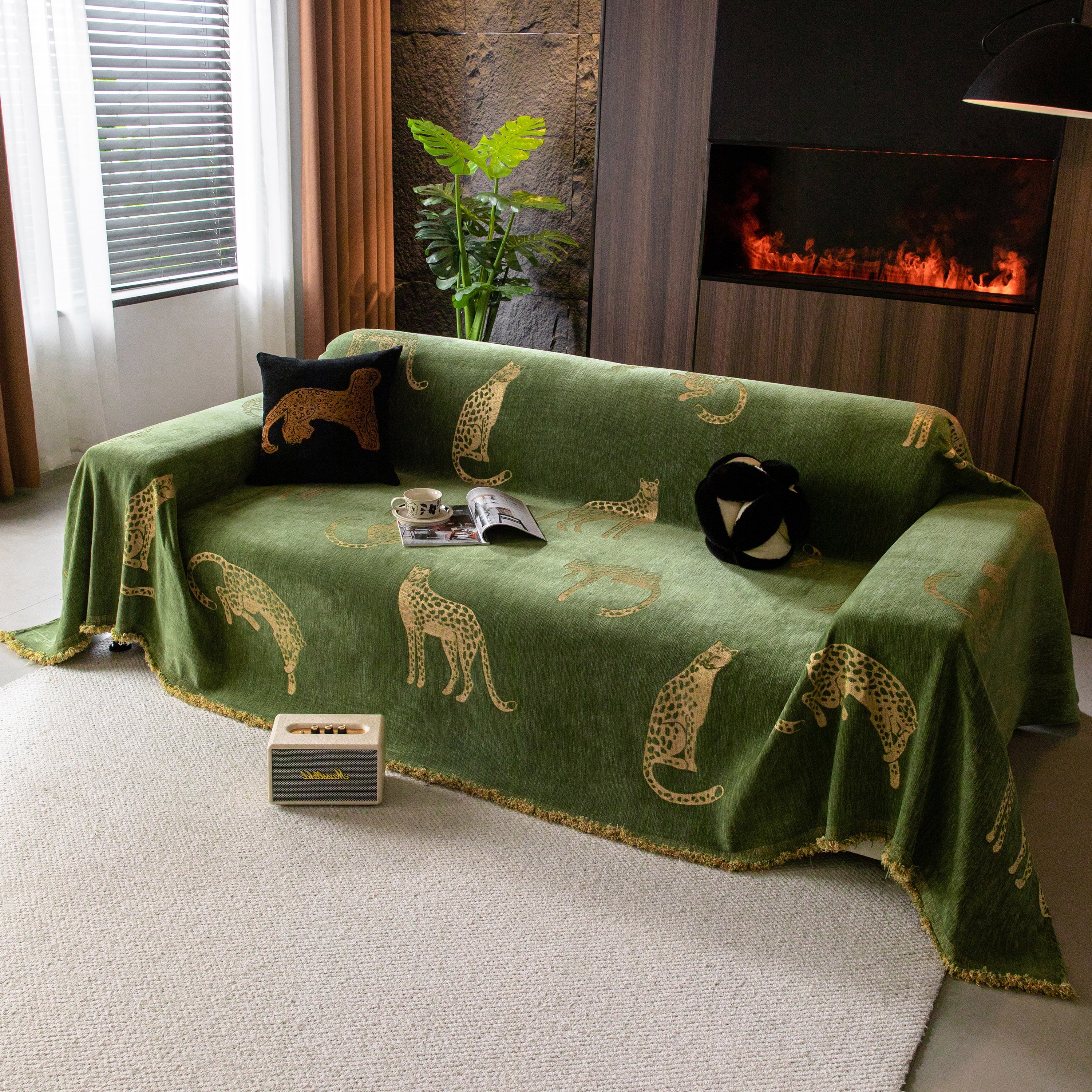 Leopard Sofa Cover Blanket Stylish Furniture Protector Throw for Couches & Loveseats