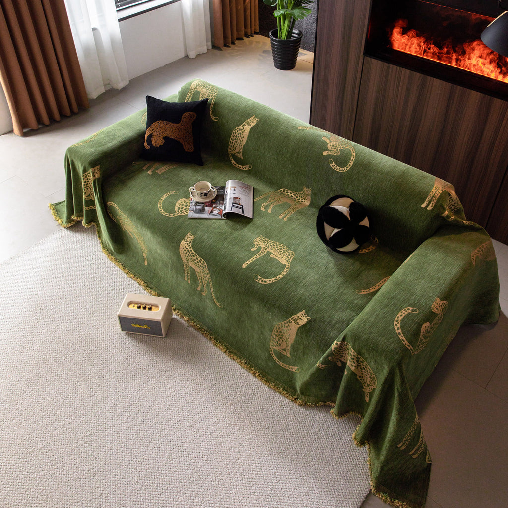 Leopard Sofa Cover Blanket Stylish Furniture Protector Throw for Couches & Loveseats