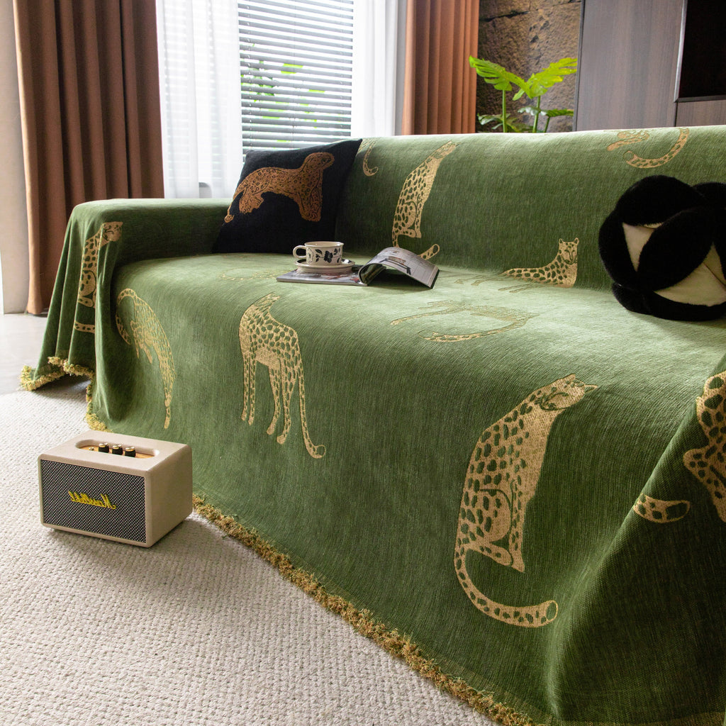 Leopard Sofa Cover Blanket Stylish Furniture Protector Throw for Couches & Loveseats