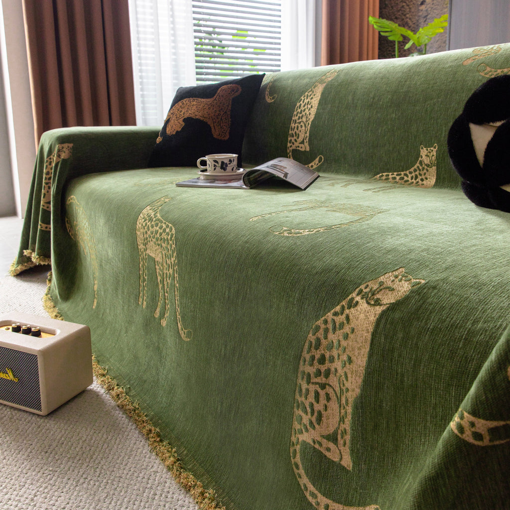 Leopard Sofa Cover Blanket Stylish Furniture Protector Throw for Couches & Loveseats