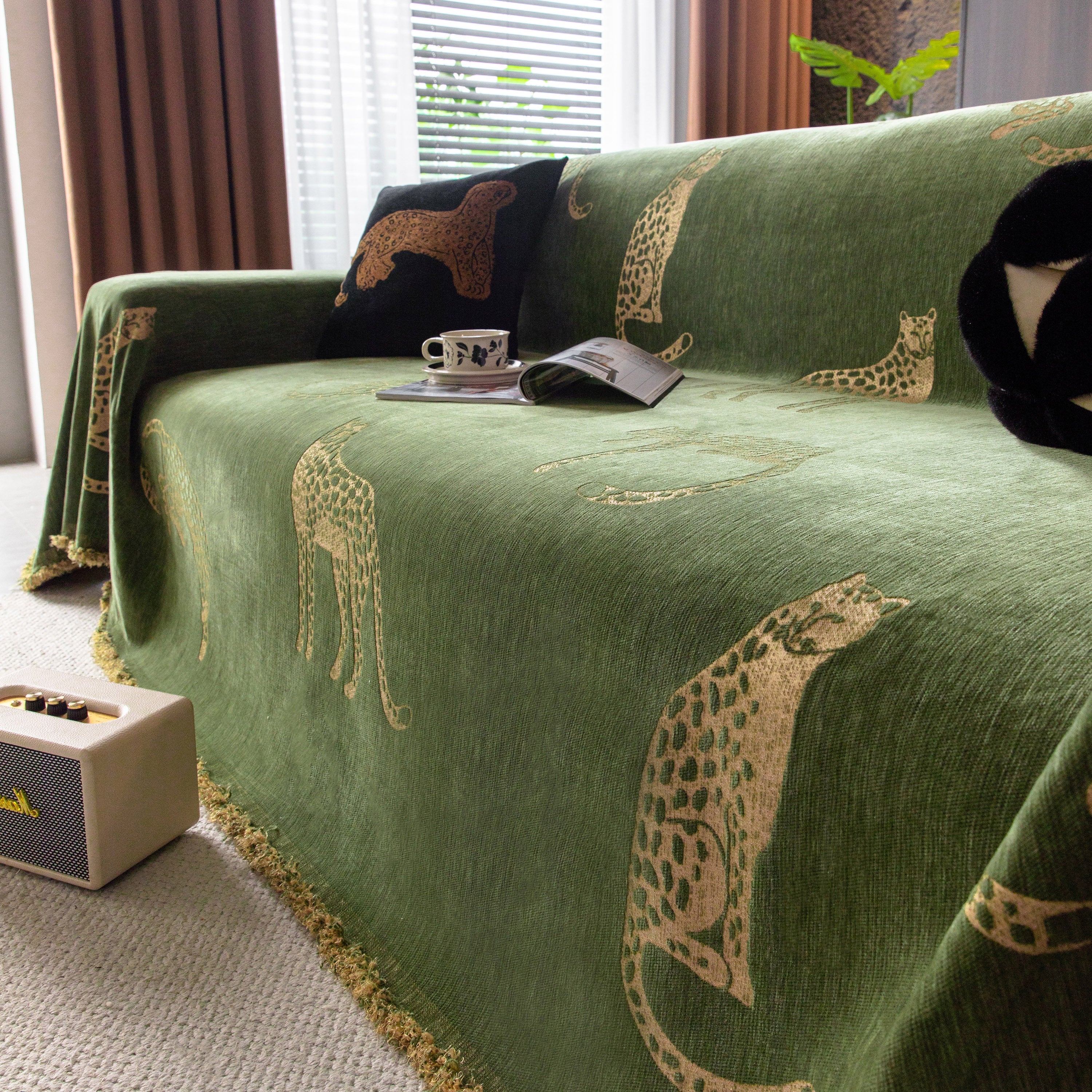 Leopard Sofa Cover Blanket Stylish Furniture Protector Throw for Couches & Loveseats